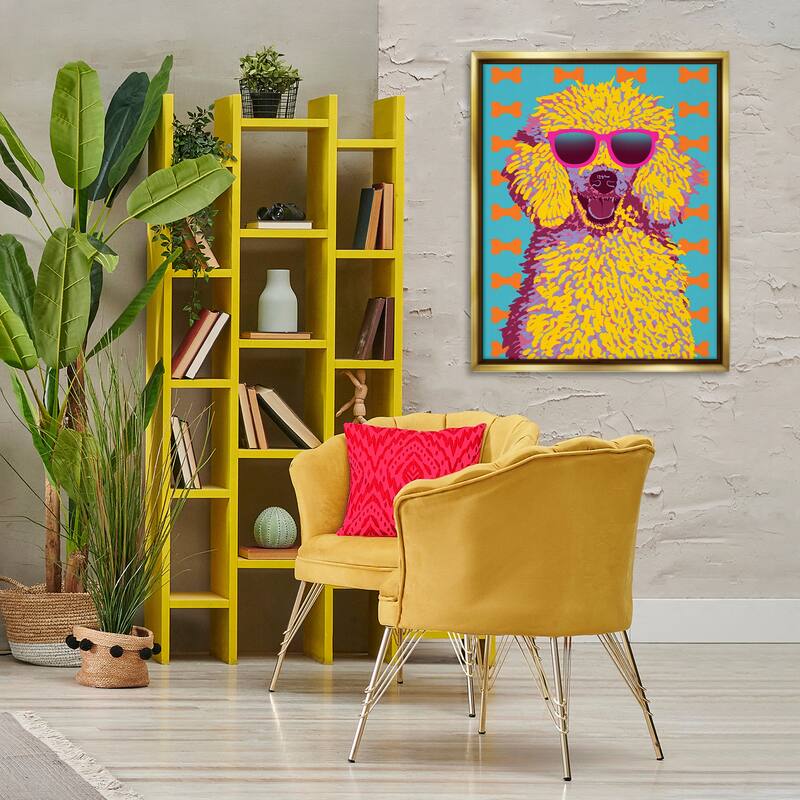 Stupell Retro Pop Poodle Framed Floater Canvas Wall Art Design By Marcus Prime