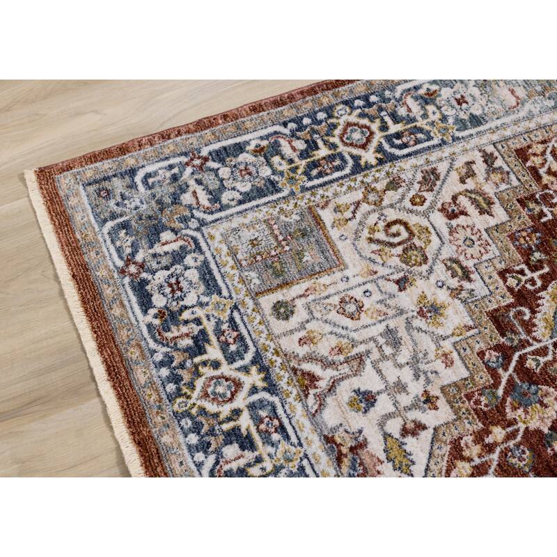 Alpine Rug Co. Red Cream Gold Classic Medallion Area Rug