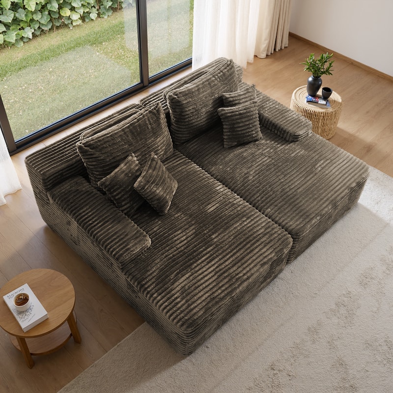 Upholstered Cloud Sectional Couch No Assembly Required L-Shape Chaise with Pillow