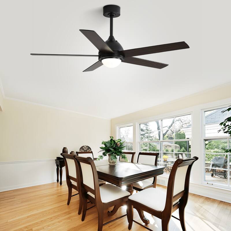 52" Plywood Ceiling Fan with Light and Remote Reversible Quiet AC Motor Dimmable LED Dual Color Blade