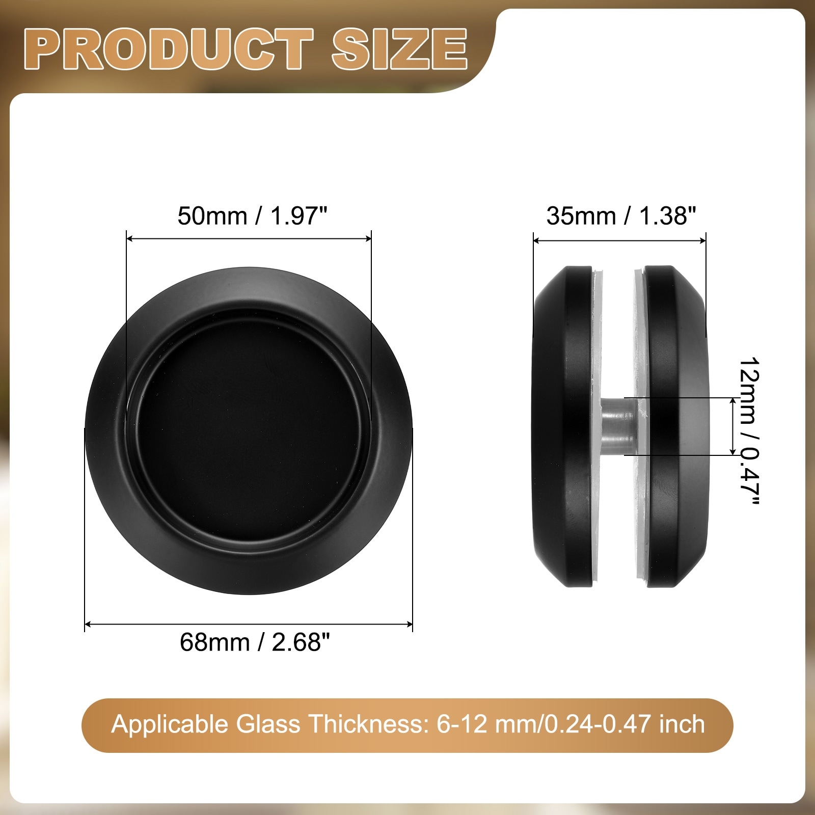 Round Glass Sliding Door Handles, Stainless Steel Back-to-Back Bathroom Handle Pull Knob with Screw for Shower - Medium