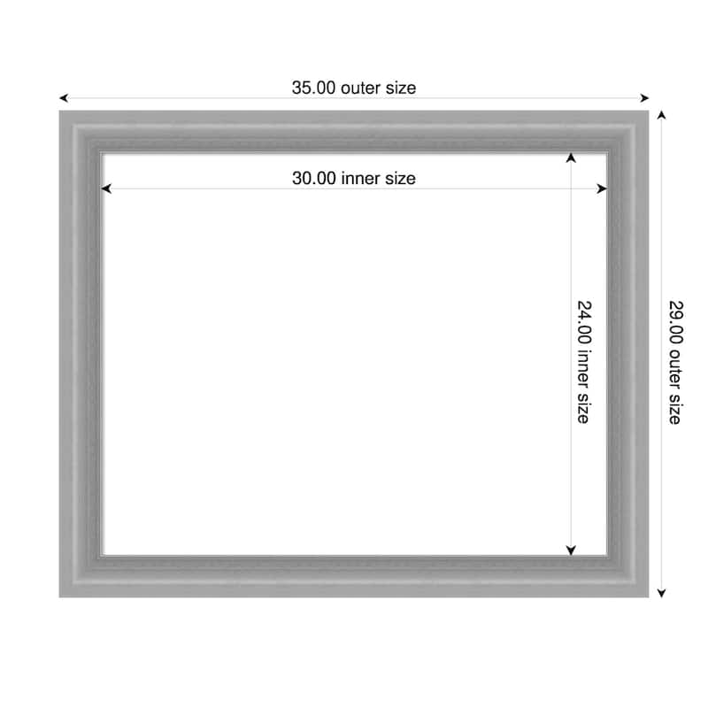 Amanti Art Peak Polished Nickel Narrow Framed Dry Erase Magnetic Board - 35 x 29 in