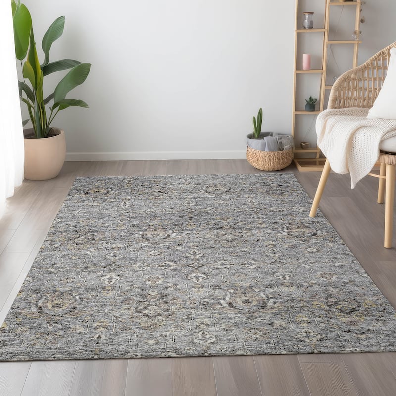 Premium Washable Super Soft Traditional Kashan Mayfield Rug - Ash - 5' x 7' 6" - Rectangle