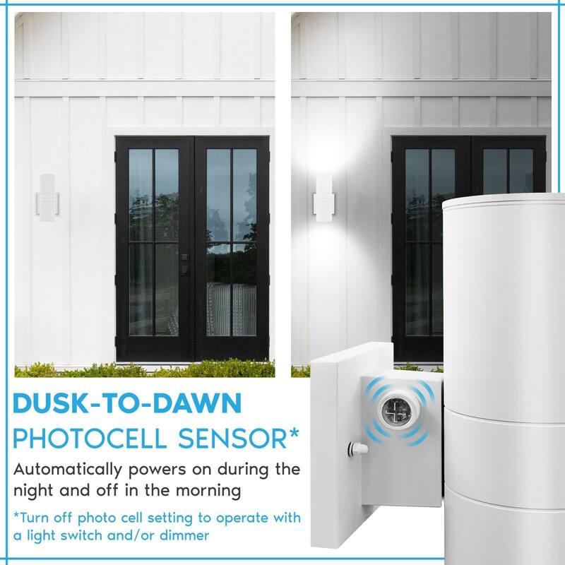 Luxrite Dusk to Dawn LED Outdoor Wall Light 12 in. 3CCT Wall Sconce 18/24/30W Dimmable IP65 ETL