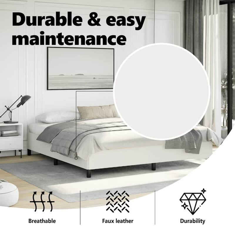 vidaXL Bed Frame, Faux Leather, No Mattress