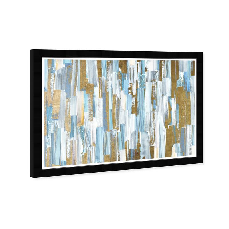 Wynwood Studio Prints Abstract Blues and Golds White and Metallic Gold Modern & Contemporary Wall Art Canvas Print