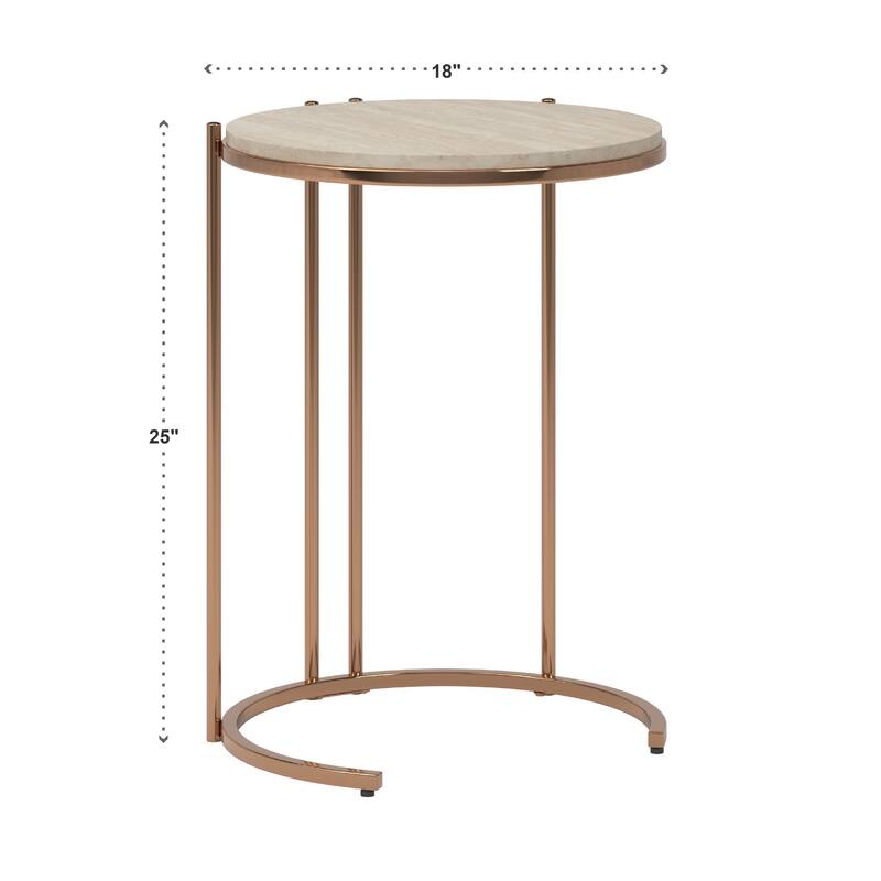 Celsus Champagne-gold Table Collection with Faux Marble Top by iNSPIRE Q Bold