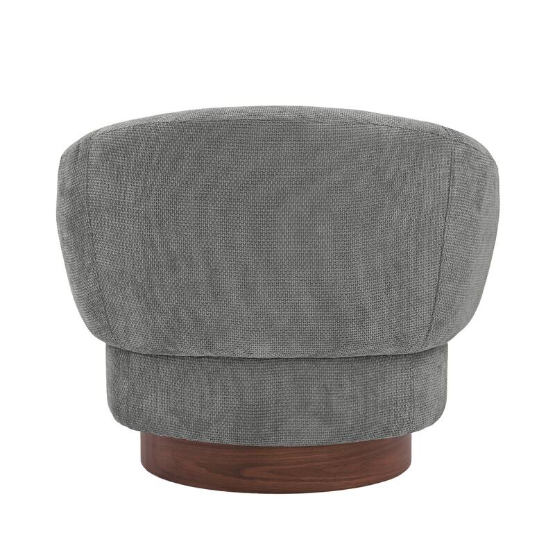 Set of 2 Chenille Upholstered Swivel Barrel Accent Chair with Solid Wood Base for Living Room