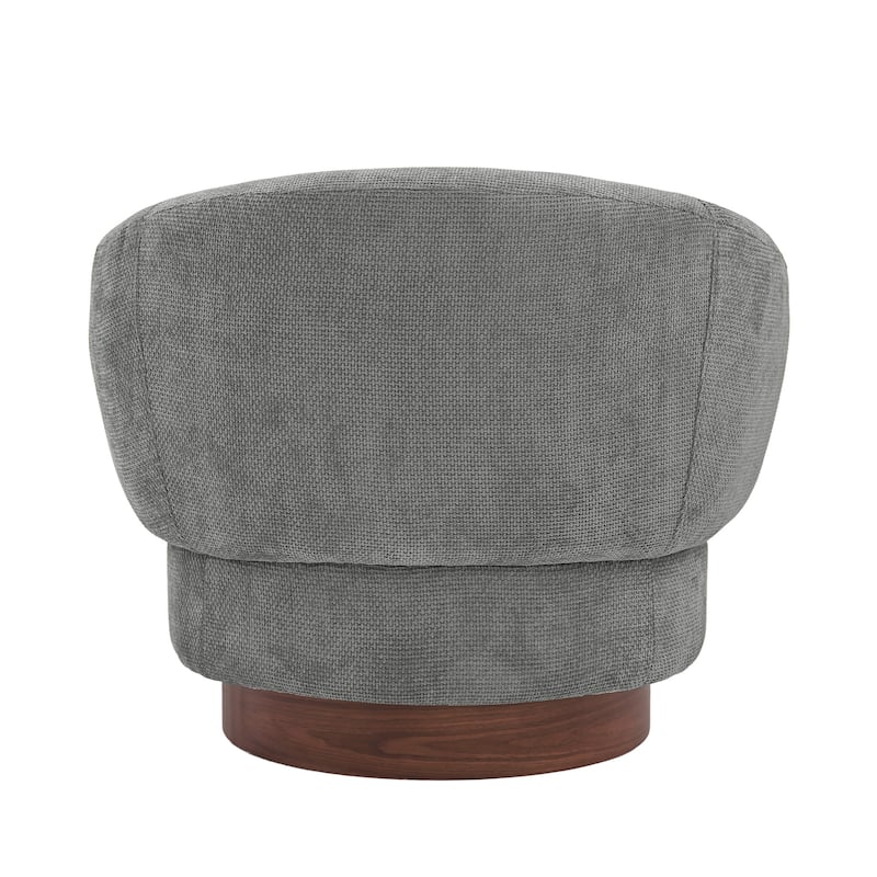 Set of 2 Modern Swivel Barrel Accent Chair with Solid Wood Base with Chenille Upholstery Armchair