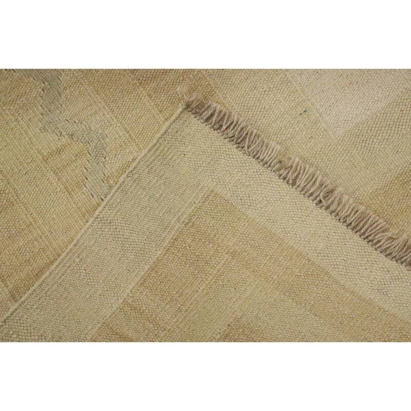 Hand Woven Oriental 100% Wool Carpet Southwestern Tribal Beige & Ivories Kilim Area Rug - 8' 2'' X 4' 10''