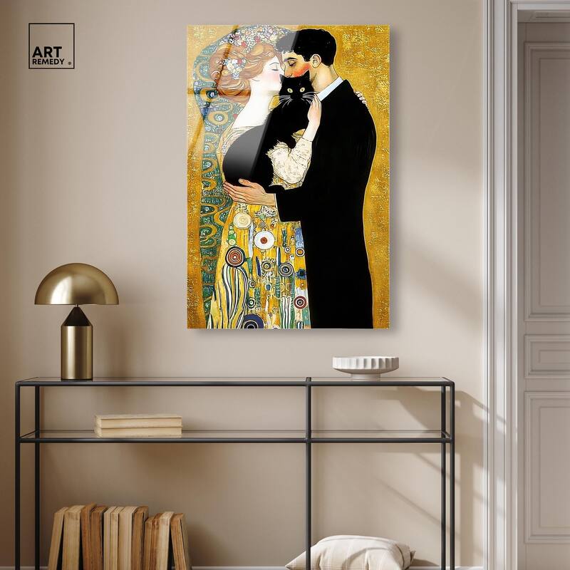 Kiss with Cat Acrylic by Art Remedy, Ready to Hang