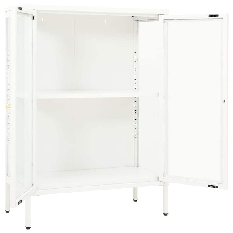 vidaXL Sideboard White 29.5"x13.8"x41.3" Steel and Glass