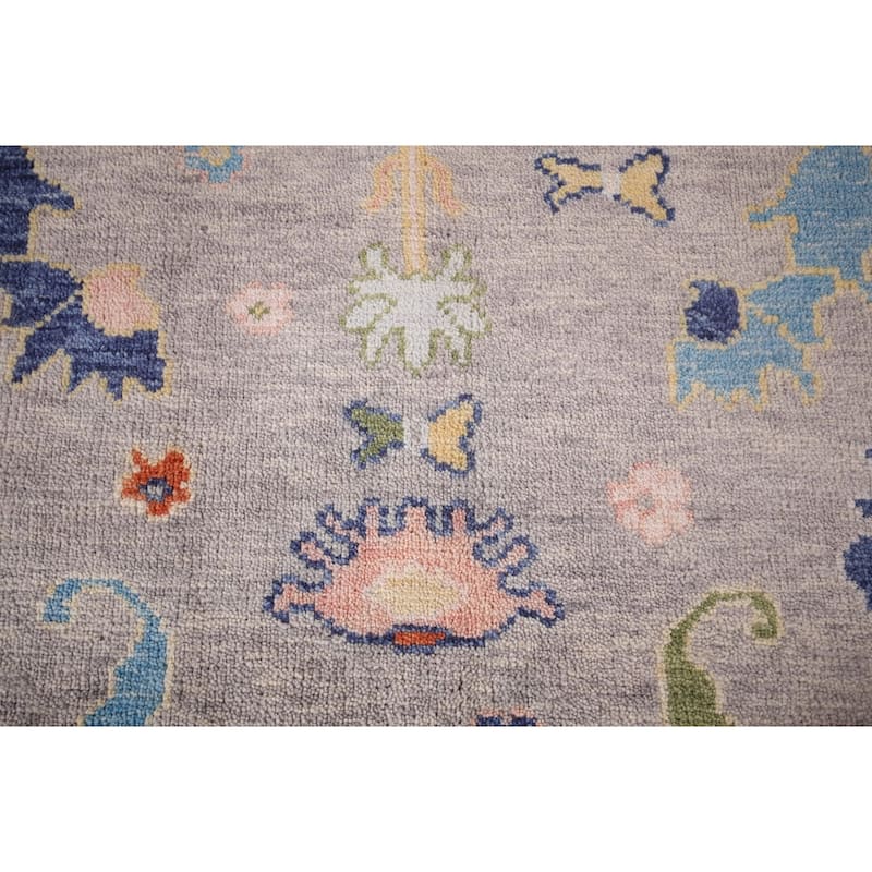 All-Over Floral Oushak Oriental Area Rug Hand-Knotted Wool Carpet - 7'11"x 9'10"