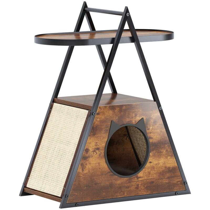 Cat House, End Table.Wood Cat Condo Black Vintage Pet Furniture