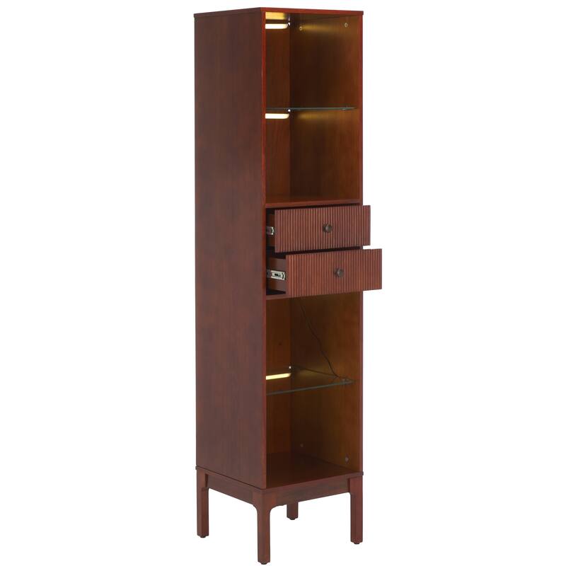 SEI Furniture Clairville Curio Bookcase Display Shelf - 16"W x 16"D x 70"H