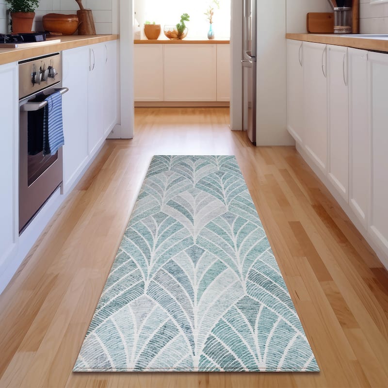 Premium Washable Super Soft Chic Mosaic Mayfield Rug - Aqua - 2' 3" x 7' 6"