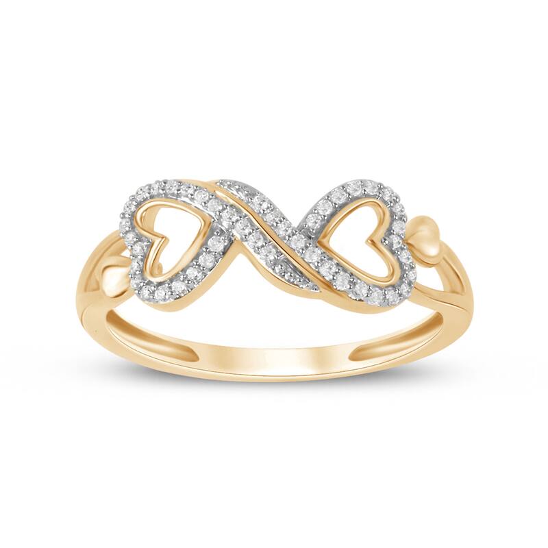 1/8ct TDW Diamond Infinity Heart Promise Ring in 10K Gold for Women - 6.5 - Yellow