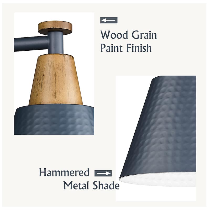 Modern Bathroom Vanity Light, Hammered Metal Shade