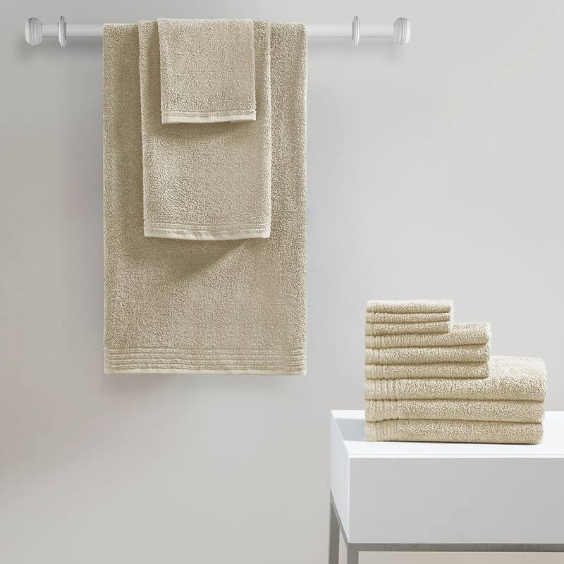 510 Design Big Bundle 100% Cotton Quick Dry 12 Piece Bath Towel Set - Beige