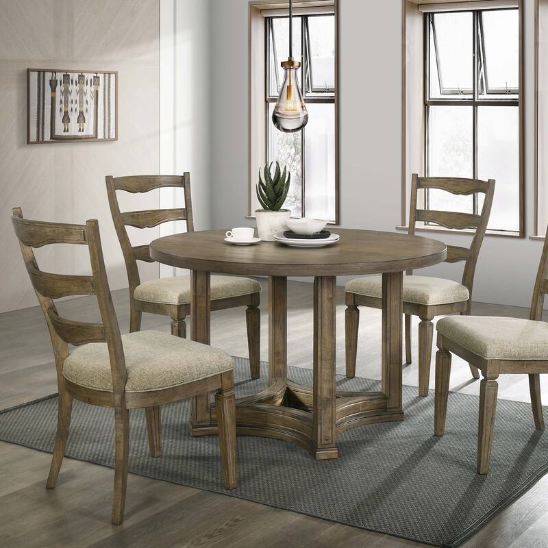 Beige and Weathered Oak Side Chair(Set of 2)