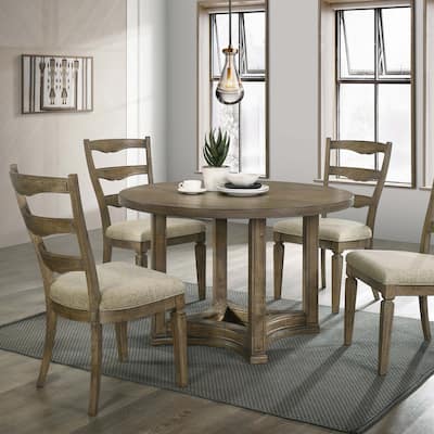 Beige and Weathered Oak Side Chair(Set of 2)