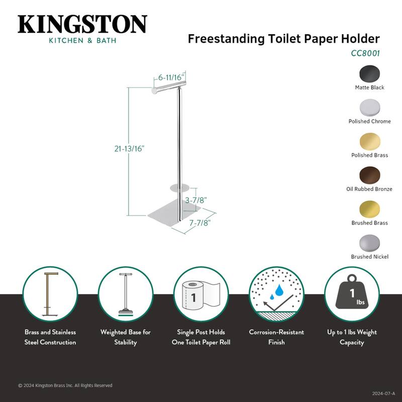 Claremont Freestanding Toilet Paper Holder in Brushed Brass