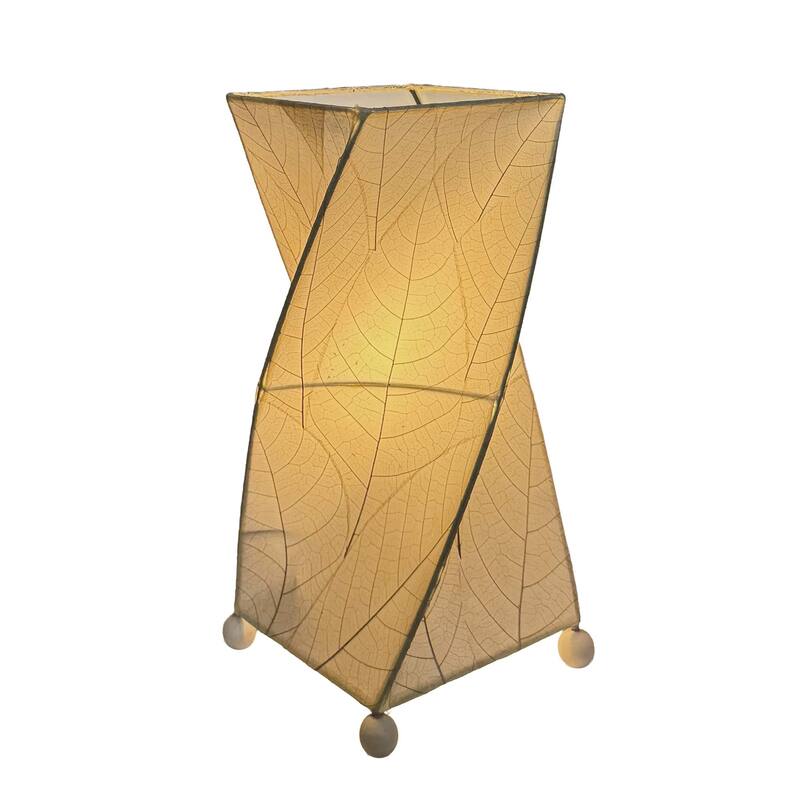 Eangee Handmade Twist Table Lamp, Cocoa Leaves Shade, 8 x 8 x 18 in.