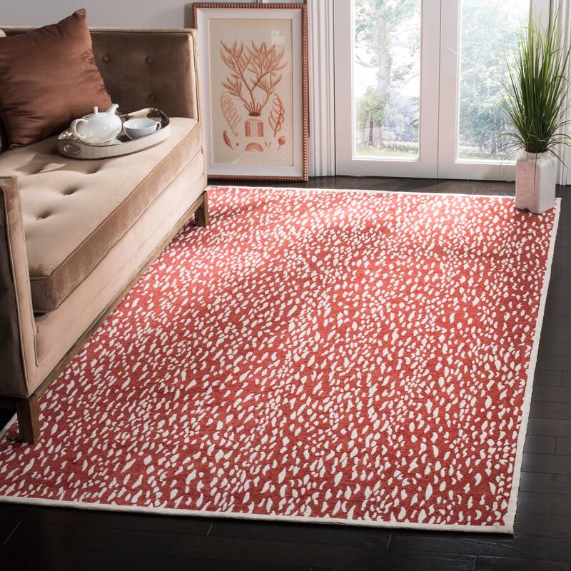 SAFAVIEH Handmade Marbella Goril Modern Polyester Rug - 8' x 10' - Red/Ivory