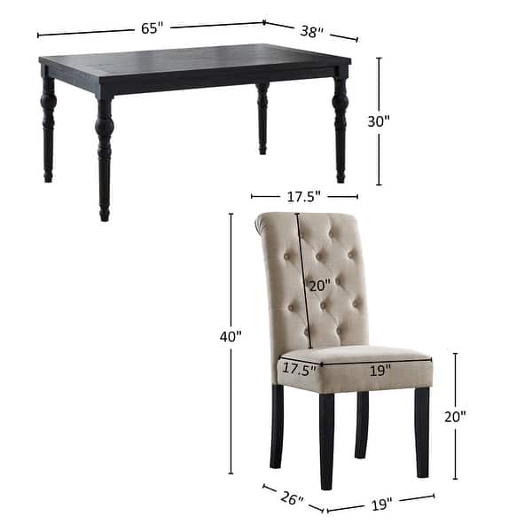 dimension image slide 3 of 4, Roundhill Furniture Leviton 7-pc Dark-wash Wood Dining Set