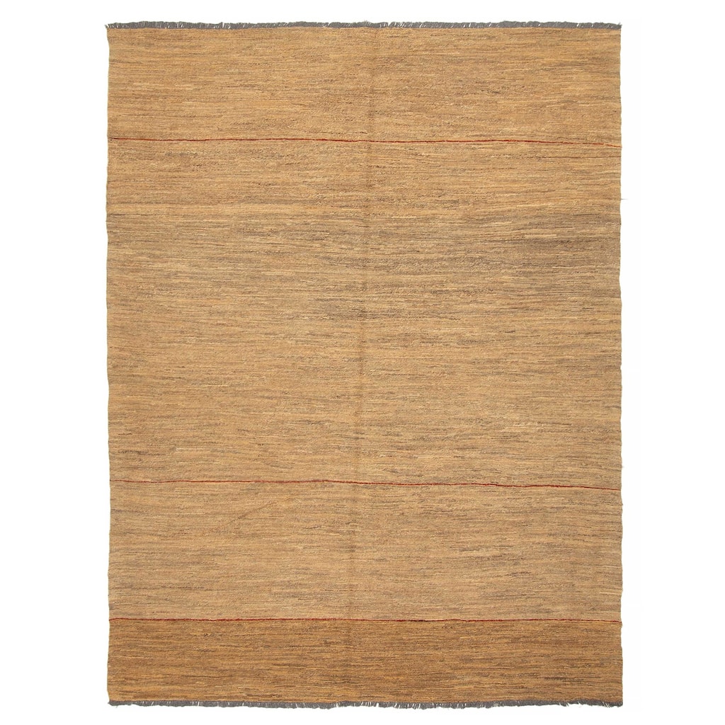 ECARPETGALLERY Flat-Weave Natural Tan Wool Tapestry Kilim - 5'7 x 7'7