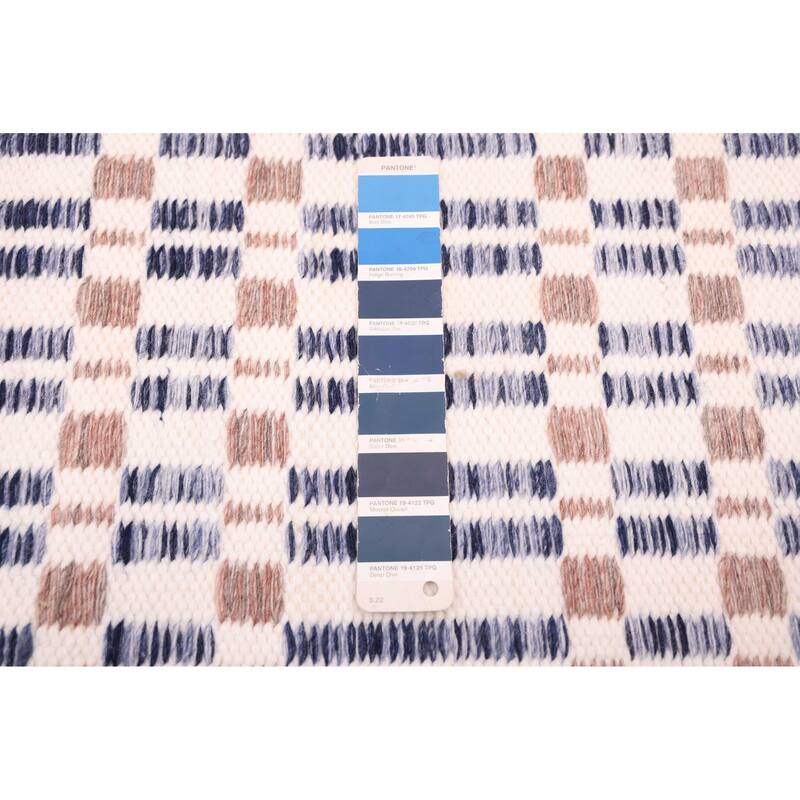 ECARPETGALLERY Flat-Weave Nevada Navy Wool Kilim - 5'3 x 7'6