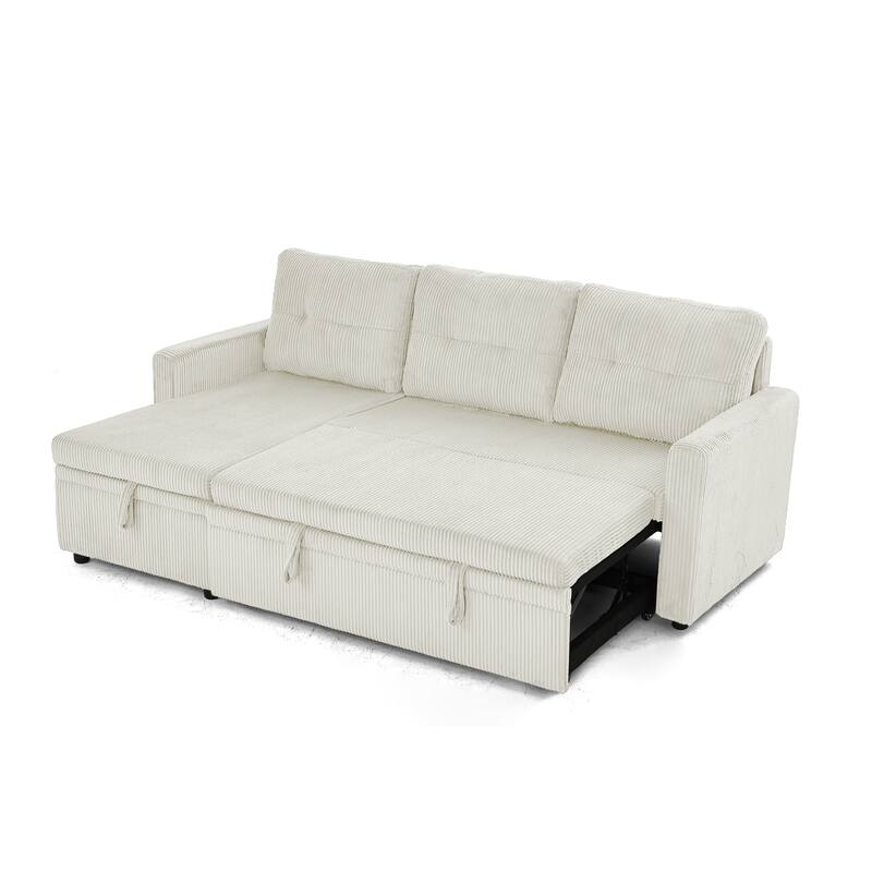 79" W L Shaped Reversible Convertible Pull Out Couch Bed Sleeper Sofa