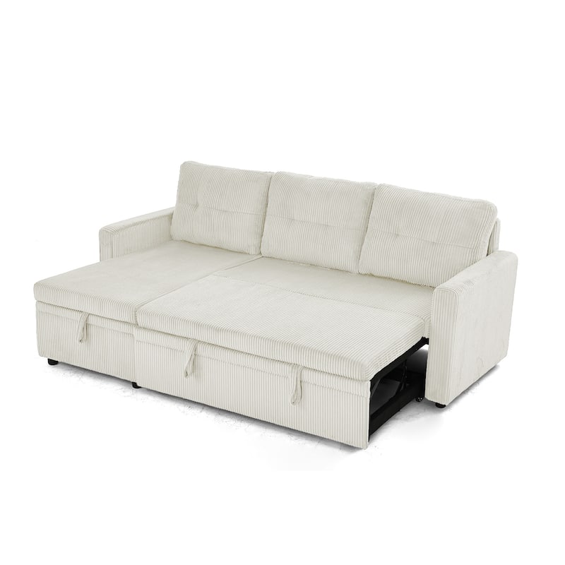 Modern Pull Out Sectional Sofa Bed Couch with Storage Chaise for Living Room