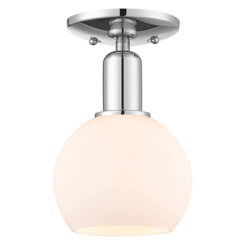 Innovations Lighting Endless Possibilities Arcadia - Athens - 1 Light 6" Semi-Flush Mount - Polished Chrome/Matte White