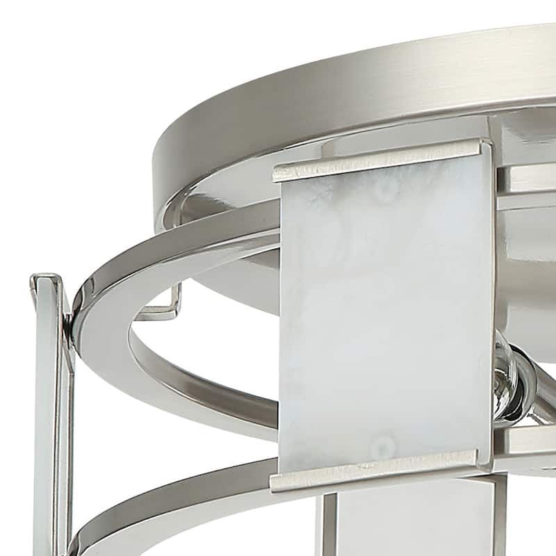 Modern Satin Nikel Frosted Glass Flush Mount 3-Light Ceiling Light - 15" W x 4.7" H