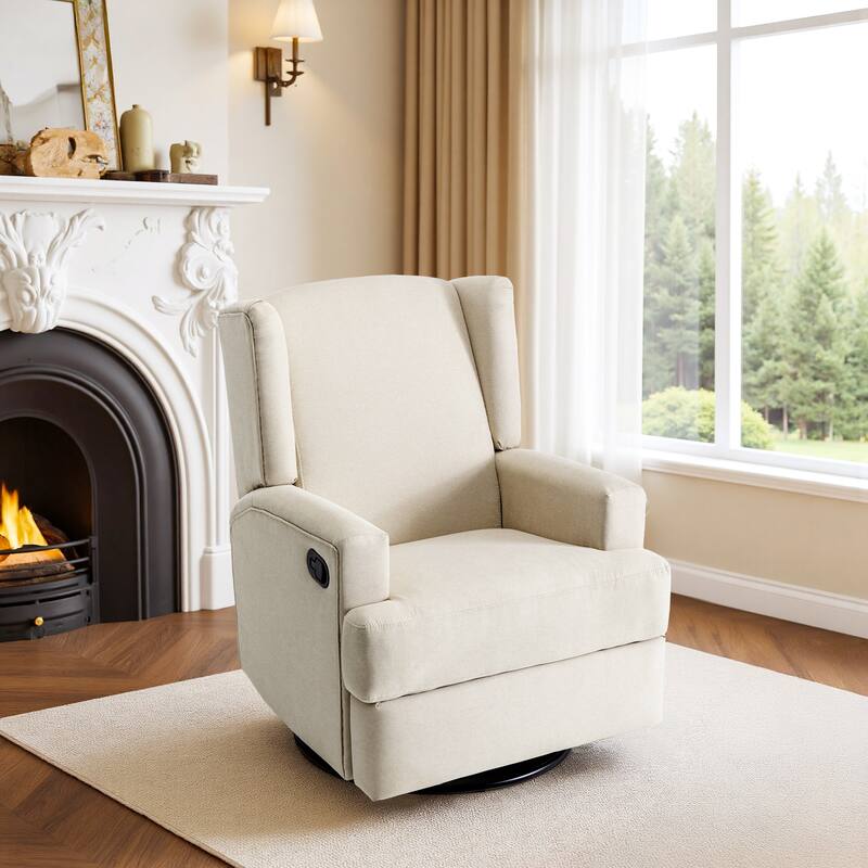 UIXE Upholstered Chenille/Boucle Swivel Glider Rocker Recliner