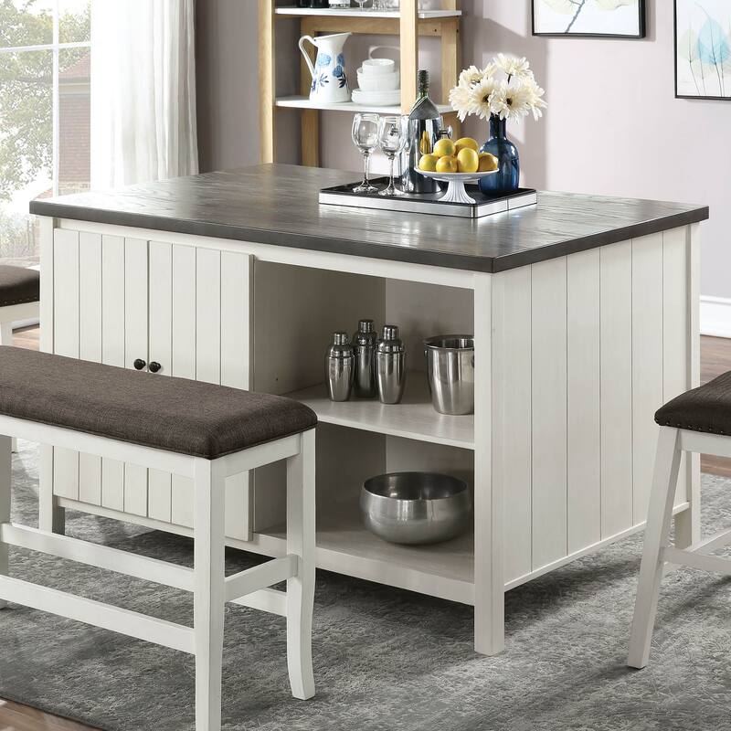 Furniture of America Hanto Farmhouse White 60-inch Counter Height Table - Off-White