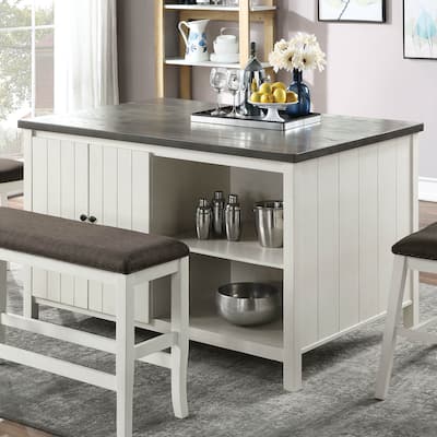 Furniture of America Hanto Farmhouse White 60-inch Counter Height Table