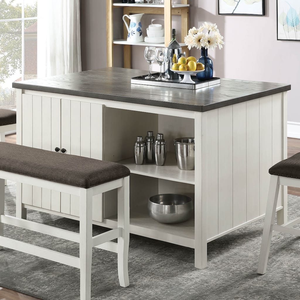 Furniture of America Hanto Farmhouse White 60-inch Counter Height Table