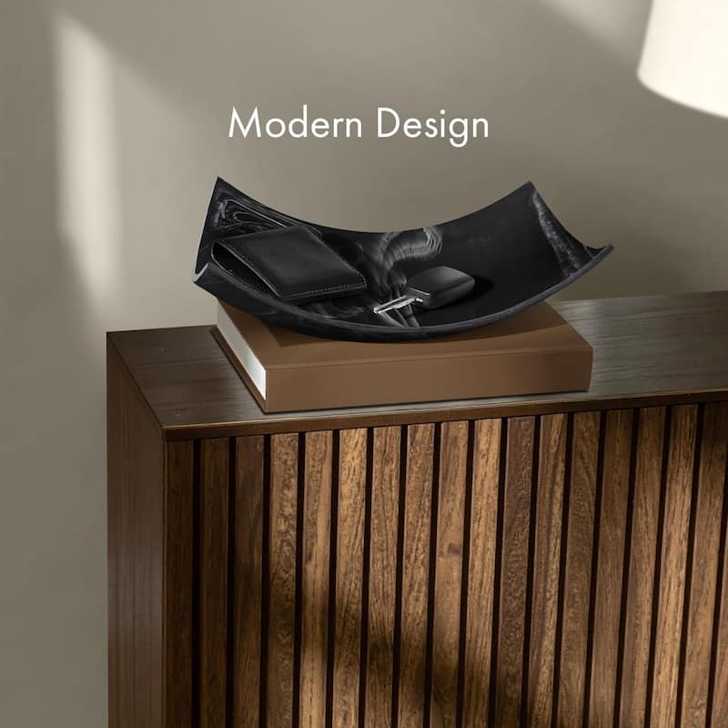 Creative Scents Black Marble Look Fruit Bowl for Kitchen Counter