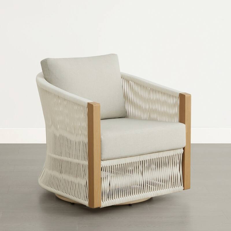 Carlos Modern Swivel Accent Chair with Handwoven Rope For Living Room