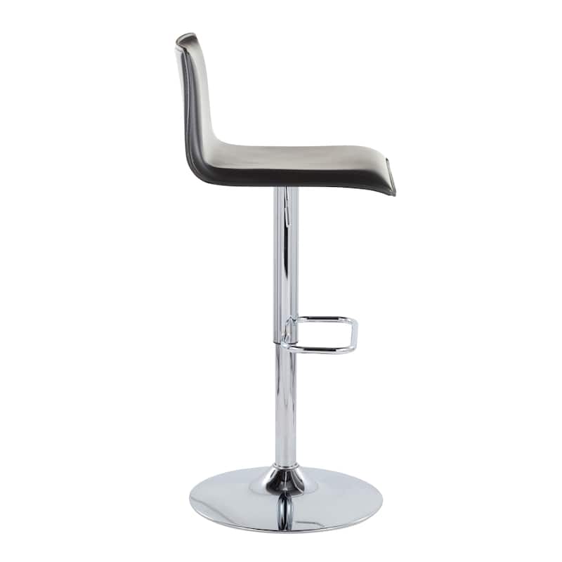 Porch & Den Mara Upholstered Adjustable Bar Stool with Rounded Rectangle Footrest (Set of 2)