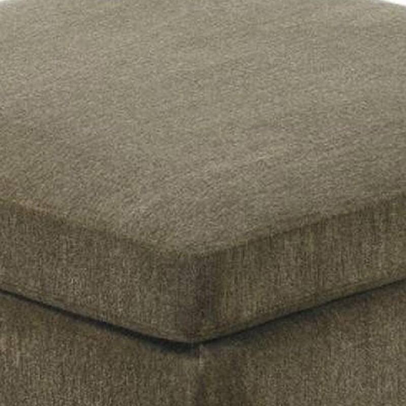 37 Inches Fabric Upholstered Wooden Ottoman, Taupe Brown