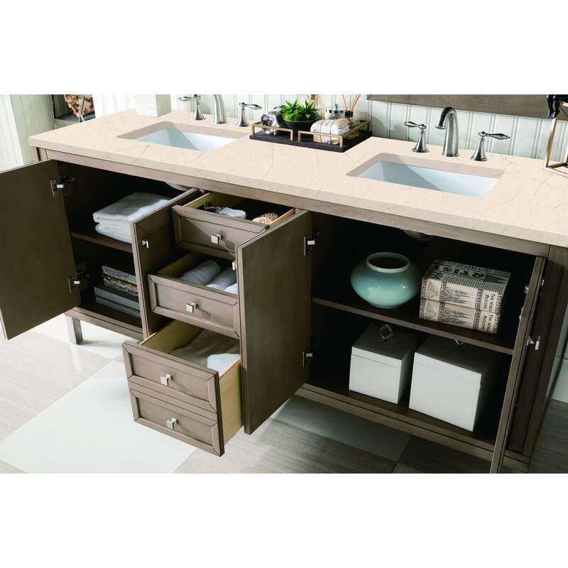 James Martin Vanities Chicago 72" Double Basin Hardwood Vanity Set