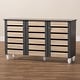 preview thumbnail 11 of 9, Contemporary 3-door Slatted Wood 14-pair Shoe Storage Cabinet