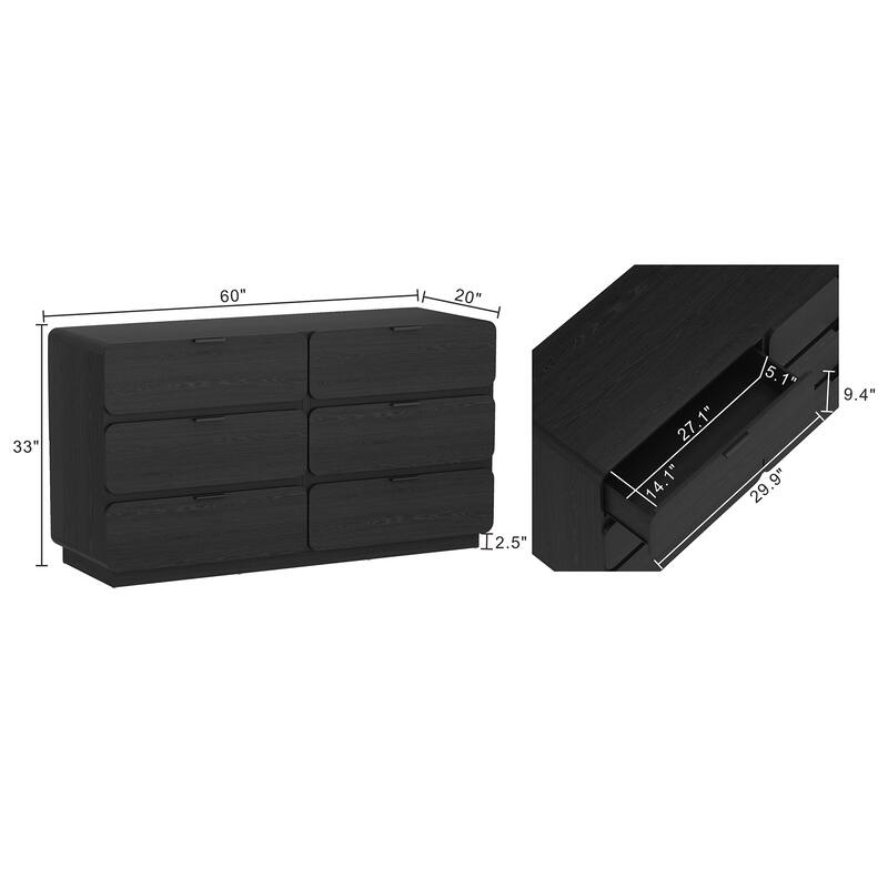 Manhattan Comfort Chrystie 60 Inch 6 Drawer Dresser