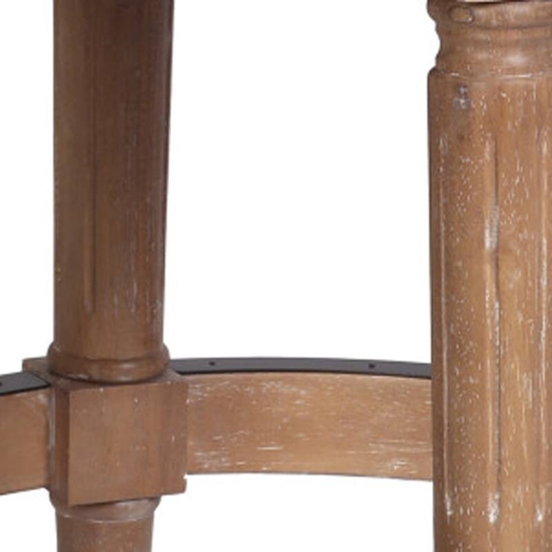 Linen Round Wood Swivel Stool with Nail Head Trim, Backless and Footrest