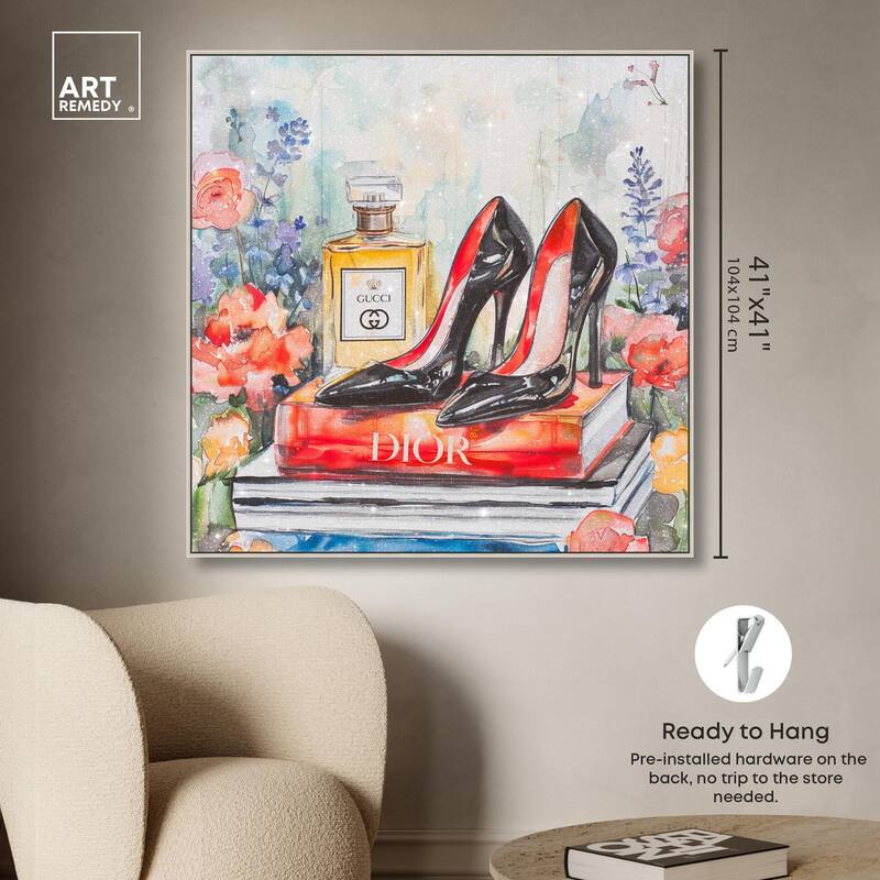Lovely Garden Books and Heels Canvas by Art Remedy