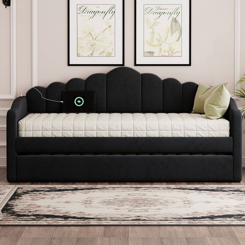 Velvet Sofabed with USB Charging Ports