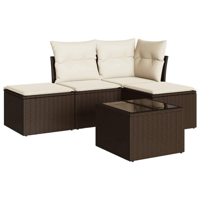 vidaXL Garden Sofa Set Brown, Cream White - 21.7 x 21.7 x 14.6